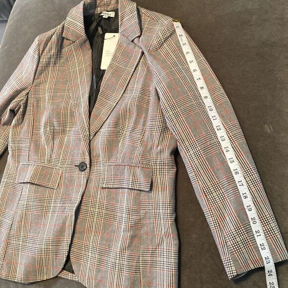 Women’s Oversized Casual Notched Lapel Jacket One Button Plaid Size M NWT - Picture 7 of 10